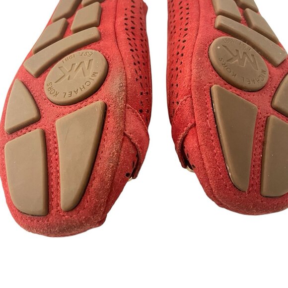 Michael Kors Womens Ballet Flats Size 6 Suede Leather Perforated MK Logo - Picture 8 of 9